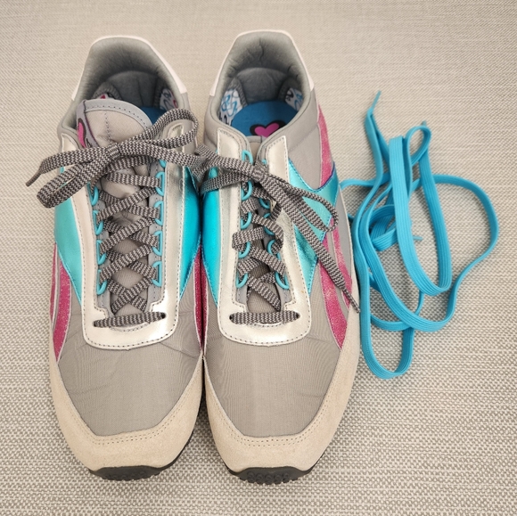 RBK Reebok Modern Classic Aztec Glam Comfort Gray Pink Blue Sneaker Women Sz 12 - Picture 12 of 16